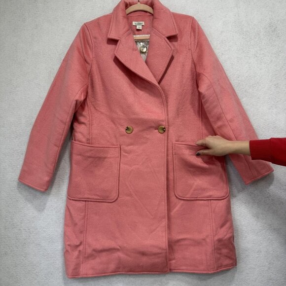 Sundance Coat Womens Large Pink Wool Blend Lined Notch Lapel Button Pockets - Picture 2 of 9